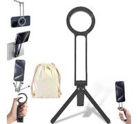 Cataloguesub Ma38 Magnetic Phone Tripod for iPhone, Naturaltly Magnetic Phone Tripod for iPhone, with Double-Sided Strong Magnetic,1/4'' Locating Hole, Foldable Hook (Black)