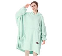 Catalonia Classy Couverture à capuche surdimensionnée, Snuggle Sherpa Blanket Hoodie, Couverture chaude avec manches pour l'hiver, Cadeaux pour Maman Femmes Hommes Adultes Adolescents, Aqua