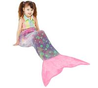 Catalonia Classy Couverture à Queue de sirène phosphorescente, Sac de Couchage Doux et Chaud en Polaire, 155 x 48 cm, Motif en écailles de Poisson, Ciel étoilé