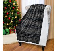Catalonia Classy Couverture de canapé Double en Polaire Sherpa en micropeluche Super Douce adaptée à Toutes Les Saisons - Peluche Moelleuse et épaisse - Imprimé Chevron, 150 x 130 cm