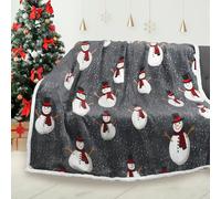 Catalonia Classy Couverture de Noël Sherpa, Super Douce et Moelleuse Sherpa Throw Couverture TV Couverture décorative pour canapé-lit Décoration de Vacances, 130 x 150 cm, Motif Bonhomme de Neige