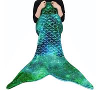 Catalonia Classy Couverture de queue de sirène, Soft Warm Peluche Fleece Sleeping Bag Snuggle Blanket pour adolescents 155 x 48 cm (61 "x 19 ") Vert, motif d’écailles de poisson