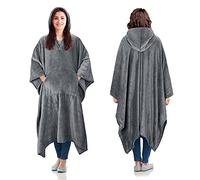 Catalonia Classy Couverture Poncho Couverture Portable à Capuche Polaire Confortable en Peluche pour Adultes Femmes Hommes Enfants Couverture pour la Maison ou l'Extérieur, 200 x 140 cm, Gris