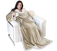 Catalonia Classy Couverture Portable Sherpa avec Manches, Super Douce et Confortable, Grande Polaire à Manches en Peluche TV, Couverture enveloppante pour Femmes et Hommes Adultes 185cm x 140cm