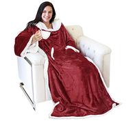Catalonia Classy Couverture Portable Sherpa avec Manches, Super Douce et Confortable, Grande Polaire à Manches en Peluche TV, Couverture enveloppante pour Femmes et Hommes Adultes 185cm x 140cm