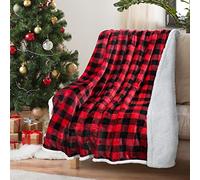 Catalonia Classy Couverture Sherpa à carreaux moelleuse réversible en microfibre chaude pour l'hiver et canapé-lit, 150 x 130 cm, rouge