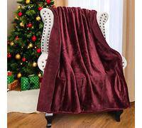 Catalonia Classy Couverture Sherpa Rouge vin, Couverture Moelleuse Couvre-Lits Couvre-Lits en Flanelle Douce Couverture de canapé Couverture Polaire en Peluche Chaude pour canapé-lit TV, 150 x 130 cm