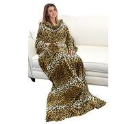 Catalonia Classy Couverture TV avec manches et poche, couverture à porter duveteuse, douce et chaude, confortable et confortable pour femme et homme en cadeau, 185x130cm