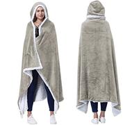 Catalonia Classy Poncho comme Couverture, Couverture à Capuche Sherpa Cozy Plush Fleece Couverture Portable pour Adultes, Femmes, Hommes, Couverture à la Maison ou à l'extérieur, 125 x 200 cm