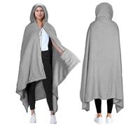 Catalonia Classy Poncho en laine d'agneau pulvérisée avec capuche | Couverture douillette portable avec poches | Couverture à capuche confortable pour enfants et adultes