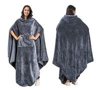 Catalonia Classy Portable Couverture Poncho Adulte Femmes Hommes Voyage Wrap Cape Avec Poche | Chaud, doux, confortable, douillet, sans manches, toutes saisons
