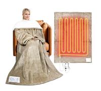 Catalonia Classy Sherpa Couverture chauffante avec manches pour adultes, couverture chauffante extra chaude en flanelle douce, couverture TV moelleuse, cadeau, 178 x 127 cm