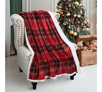 Catalonia - Couverture de Noël à Carreaux Sherpa - Doudou - Réversible, Super Douce, Chaude et floue - À Clipser en Micro Polaire - pour Linge de lit, canapé, canapé, 150 x 130 cm
