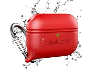 Catalyst Boîtier étanche pour AirPods Pro (1ère et 2ème génération), Silicone de Protection, Recharge sans Fil, Mousqueton, Antichoc, Joint en Silicone - Accessoires Apple - Red