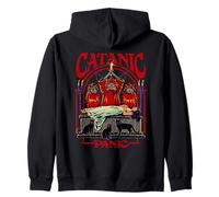 Catanic Panic Satanic Cat Retro Vintage Funny Adult Humor Sweat à Capuche