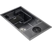 CATANK Accueil Éviers de Cuisine Évier de Cuisine Noir encastrable en Acier Inoxydable, évier de Bar Utilitaire encastré à Une Seule cuve, avec Lave-gobelet combiné pour Distributeur de s