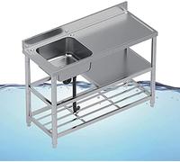 CATANK Accueil Éviers de Cuisine Évier Utilitaire autoportant en Acier Inoxydable Ensemble d'évier de Cuisine Commercial Évier extérieur Simple Bol avec Tuyau d'eau Froide et Chaude Évier