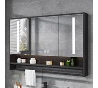 CATANK Armoire à Pharmacie avec lumières et Miroir pour Salle de Bain, avec lumière LED et Miroir antibuée, Armoire de Rangement Murale pour Salle de Bain avec Affichage de l'heure, Varia
