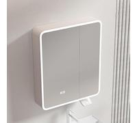 CATANK Armoire à Pharmacie avec Miroir d'angle Arrondi et éclairage Blanc, Armoire à Pharmacie de Salle de Bain, étagère de Rangement Murale, Miroir de Salle de Bain antibuée, Support pou