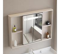 CATANK Armoire à Pharmacie avec Miroir et étagères, Miroir Coulissant à LED pour Salle de Bain, étagère de Rangement Murale, Organiseur de Rangement, Armoire en Aluminium antirouille et f