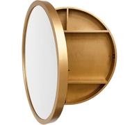 CATANK Armoire à Pharmacie Murale Ronde avec Miroir et Rangement, Grand Meuble en Bois, étagères de Rangement pour Salle de Bain, Armoire cosmétique avec Miroir 2 en 1