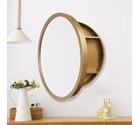 CATANK Armoire de Toilette avec Miroir, Miroir de Salle de Bain en Bois, sans Distinction Entre la Gauche et la Droite, Facile à Installer, armoires à Miroir, Miroir Rond pour Salle de ba