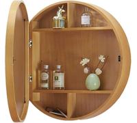CATANK Armoire Murale Ronde de Salle de Bain, armoires à Pharmacie circulaires murales avec Miroir, étagères de Rangement à 3 Niveaux 50/60/70 cm, armoires de Salle de Bain en Miroir pour