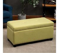 CATANK Banc de Rangement Lavable, Banquette de Bout de lit rembourrée en Coton et Lin, Coffre de Rangement en Bois Massif, Pouf de Rangement pour Salon et Chambre à Coucher - B 80 x 45 x