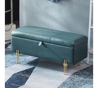 CATANK Banc Ottoman de Rangement en Similicuir, Banc de Bout de lit, Ottoman rectangulaire rembourré pour Salon, Chambre à Coucher, entrée, Vert, 80 cm