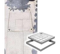 CATANK Couvercle et Cadre de Regard d'égout Robustes en Acier Inoxydable 35,4 x 35,4 po - Design rectangulaire pour Cour, Jardin, école - Solution d'accès résistante aux intempéries et du