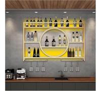 CATANK Étagère à vin Murale avec éclairage LED, étagère de Bar Murale avec Porte-Verres, présentoir à vin, étagères de Bar murales, présentoir à Bouteilles de vin pour Restaurant