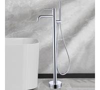 CATANK Freestanding Bath Taps Chrome Single Handle Hot and Cold Brass Floor Standing Bath Tap and Shower
