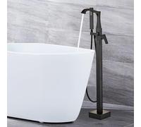 CATANK Freestanding Bath Taps Floor Mounted 360° Rotation Single Lever Bath Filler Tap with Shower Mixer,Black