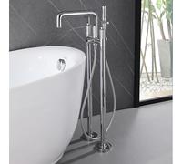 CATANK Freestanding Bath Taps Floor Mounted with Handheld Showers 2 Holes Dual Mode Bath Shower Mixer Tap Brass,Chrome Plated