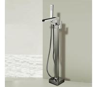 CATANK Freestanding Bath Taps with Shower Attachment with 360° Rotatable Hot and Cold Single Handle Waterfall Freestanding Bath Tap Brushed Nickel