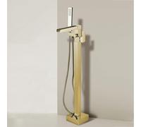 CATANK Freestanding Bath Taps with Shower Attachment with 360° Rotatable Hot and Cold Single Handle Waterfall Freestanding Bath Tap Brushed Gold