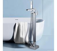 CATANK Freestanding Bath Taps with Shower Attachment with 360° Rotatable Hot and Cold Single Handle Waterfall Freestanding Bath Tap Chrome