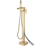 CATANK Freestanding Bathtub Faucet Open Waterfall Freestanding Bath Taps with Shower Attachment 360° Rotation,Brushed Gold