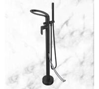 CATANK Freestanding Taps for Bath with 360° Rotatable Hot and Cold Single Handle Waterfall Freestanding Bath Tap Black