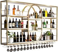 CATANK Grand casier à vin Mural avec éclairage LED, étagère à Liqueur avec Support pour Verres à vin, présentoir Flottant pour Bouteilles de vin, pour décoration de Cuisine, Bar, Salle à