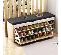 CATANK Meuble de Rangement à Chaussures Moderne avec 3 Compartiments, Banc à Chaussures, Banc à Chaussures en Bois à 3 Niveaux, réglable, idéal pour l'entrée, Le Salon, Peut Supporter jus