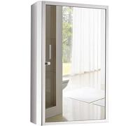 CATANK Miroir de Salle de Bain à LED avec Rangement, Miroir de courtoisie avec Rangement, Armoire à Pharmacie Intelligente, avec Bouton antibuée, Support Mural pour Armoire à Pharmacie (g
