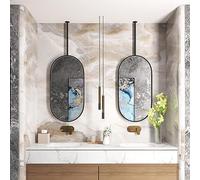 CATANK Miroir Suspendu au Plafond de Salle de Bain, Miroir décoratif créatif Ovale, Miroir Flottant à Cadre en métal Noir avec flèche, pour entrée de Chambre à Coucher de Salle de Bain de