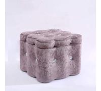 CATANK Pouf Ottoman carré en Bois de Style européen, idéal pour Le Salon, la Chambre à Coucher, Le Bureau, Petit Banc Haut de 29 cm, Gris