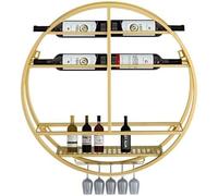 CATANK Présentoir à Bouteilles de vin, Support à vin Rond, étagères de Bar flottantes murales, étagère d'affichage de Bouteilles d'alcool, Support Mural avec Support à Verres à vin suspen