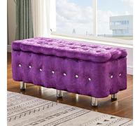 CATANK Tabouret de Rangement Grande capacité pour Salon et Chambre à Coucher, Repose-Pieds rectangulaire rembourré avec Pieds en métal, Banc Ottoman de Rangement capitonné à Boutons - Vio