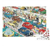 Catastrophe du Salon des Voitures d'Époque Puzzle en Bois Imperméable DIY Puzzles De 1000 Pièces pour Adultes Cadeaux Coloré Jeux De Stimulants