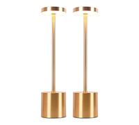 CATAVANA-Lot de 2 Lampes de table sans fil - Rechargeables LED pour Intérieur/Extérieur - Cable USB-C - Lampe Tactile avec Variateur - Design en Métal - Marque Française - Gold