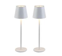 CATAVANA-Lot de 2 Lampes de table sans fil - Rechargeables LED pour Intérieur/Extérieur-Cable USB-C - Lampe Tactile avec Variateur - Couleur de Lumière Chaude-Design en Métal - Marque Française -Blanc