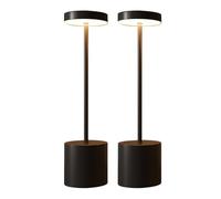 CATAVANA-Lot de 2 Lampes de Table sans Fil - Rechargeables LED pour Intérieur/Extérieur - Cable USB-C - Lampe Tactile avec Variateur - Design en Métal - Marque Française - Noir